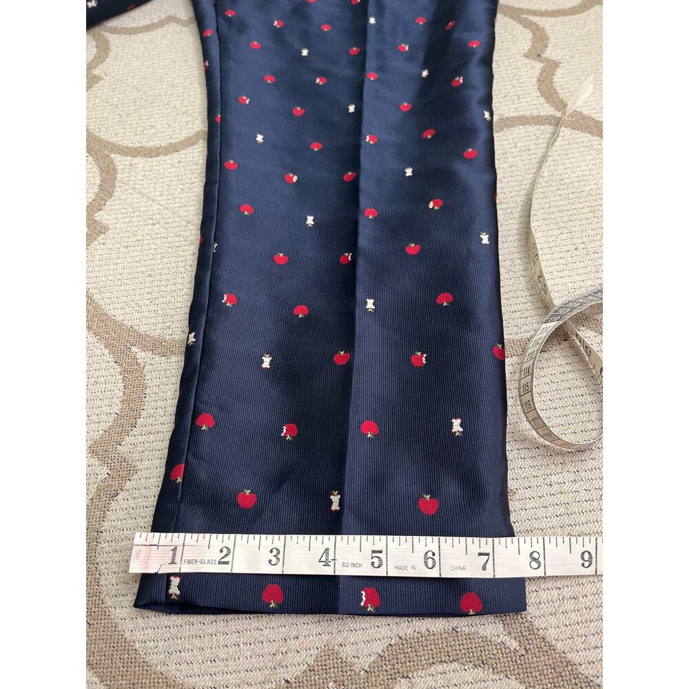 Talbots Apple Print Fully Lined Ankle Pants Petite size 16P Fruit Novelty Navy - Picture 10 of 12